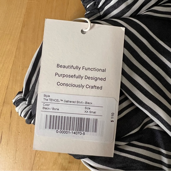 NWT! Everlane Gathered Shirt Butterlite Striped Button Front Women Size XXS - Picture 8 of 13